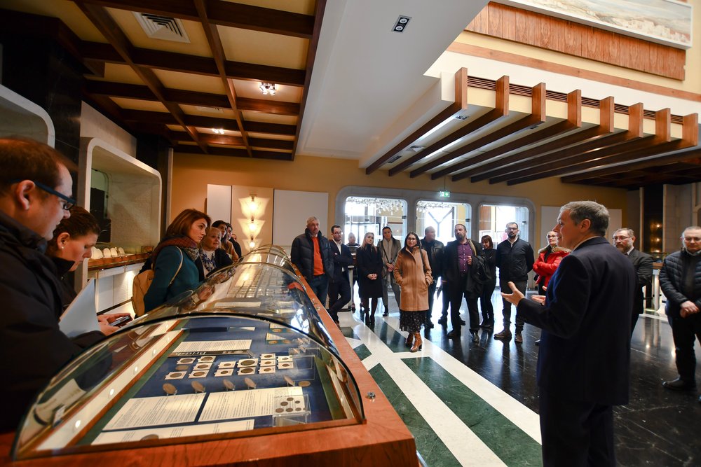 Mr Kevin Cassar, Museum Curator accompanied the guests during the tour in the Bank&rsquo;s Museum.