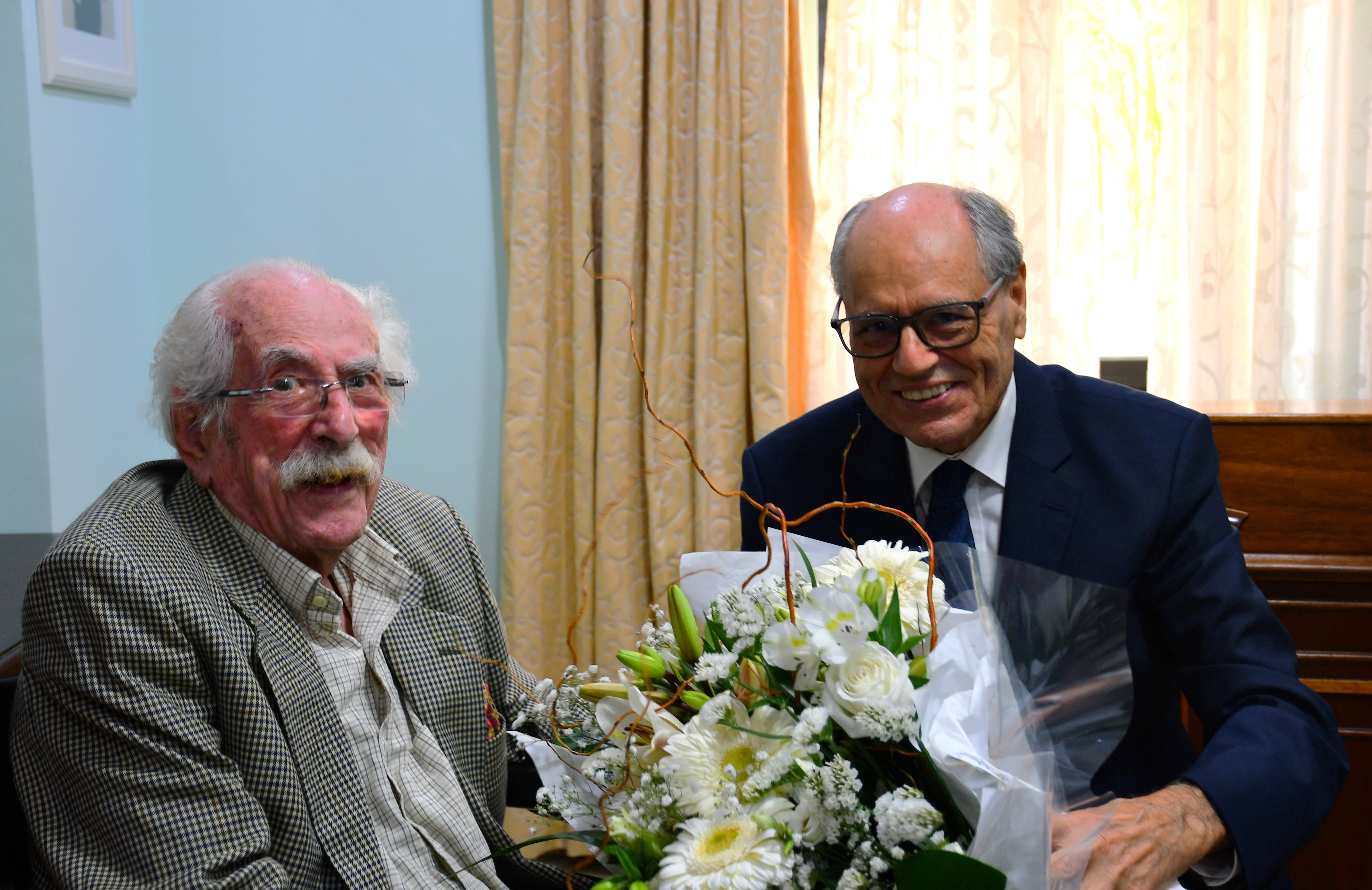 Former Central Bank Governor Mr RJA Earland with Governor Scicluna