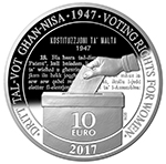 Ħruġ ta’ Munita li Tfakkar is-Sebgħin Anniversarju tal-Għoti tad-Dritt tal-Vot lin-Nisa Ħruġ ta’ Munita li Tfakkar is-Sebgħin Anniversarju tal-Għoti tad-Dritt tal-Vot lin-Nisa
