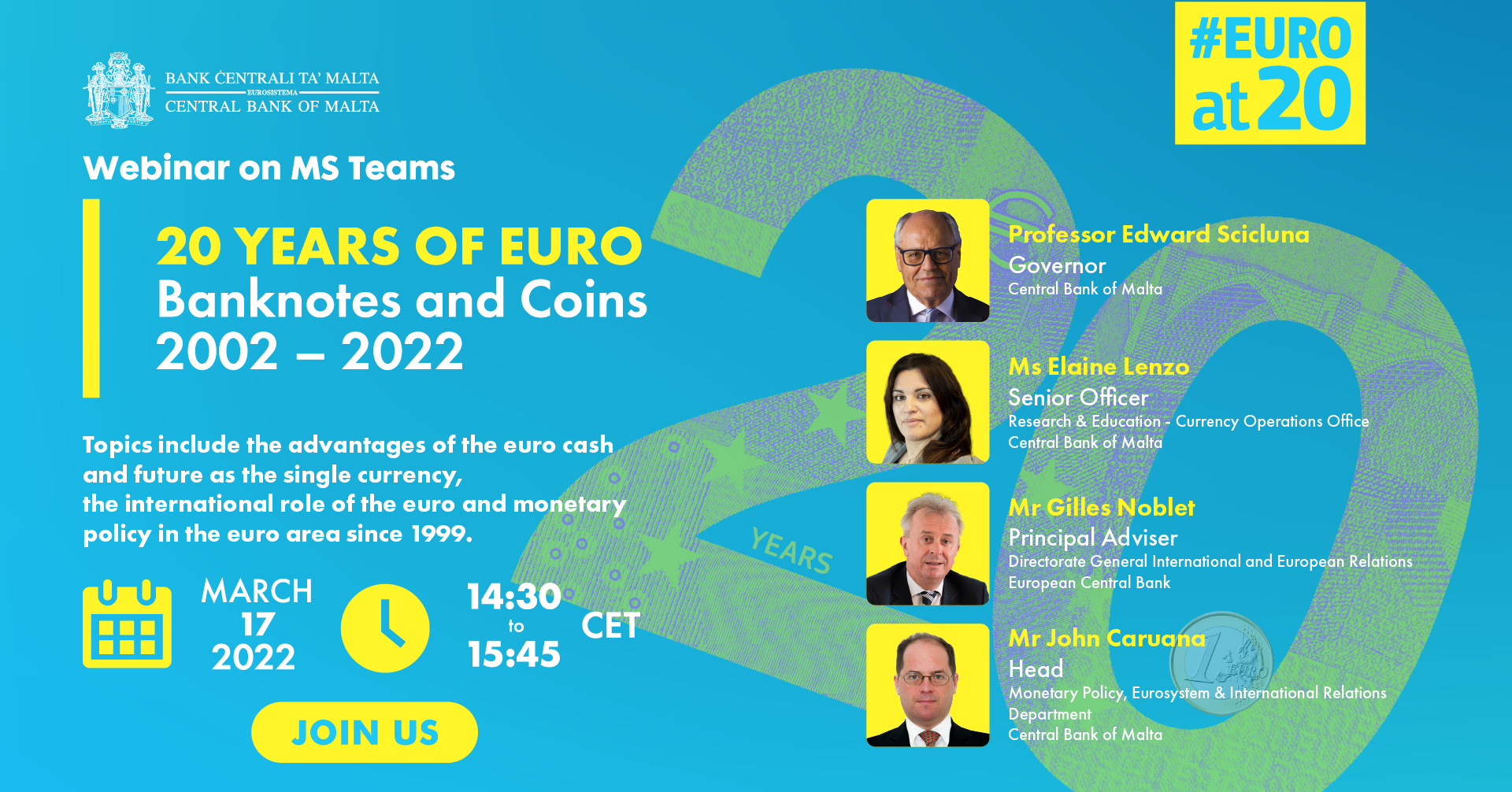Webinar dwar l-għoxrin sena tal-karti tal-flus u l-muniti tal-euro
