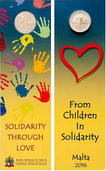 Solidarjetà permezz tal-Imħabba – Muniti Kommemorattivi taż-€2 maħruġin taħt il-programm ‘Mit-tfal b’Solidarjetà’ Solidarjetà permezz tal-Imħabba – Muniti Kommemorattivi taż-€2 maħruġin taħt il-programm ‘Mit-tfal b’Solidarjetà’